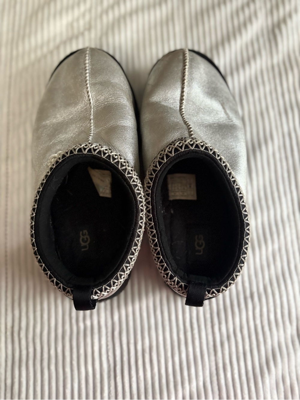 UGG Kids Tasman Metallic Silver Slip-On Shoes